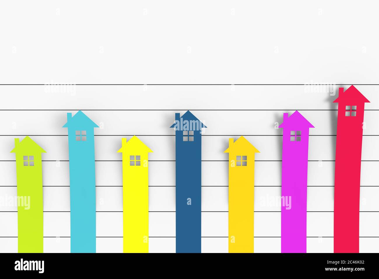 Real Estate Concept. Colour Column Flat Graph Chart Infographics House
