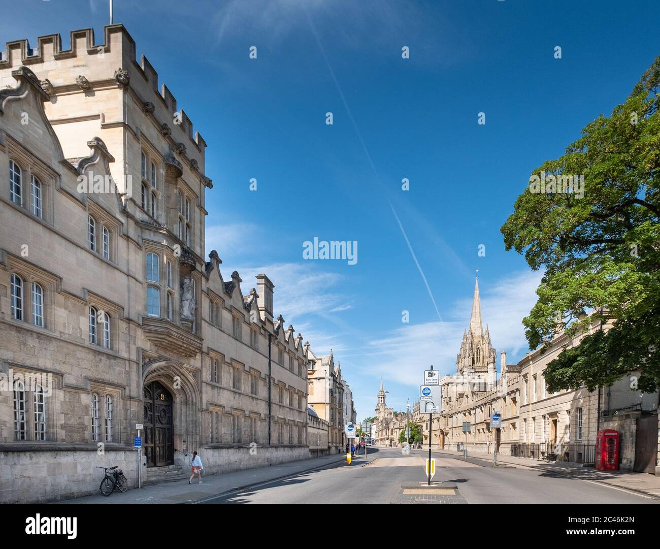 University College on Oxford HIgh Street, showing All souls and University Church of the Virgin. Similar location to Turners famous painting Stock Photo