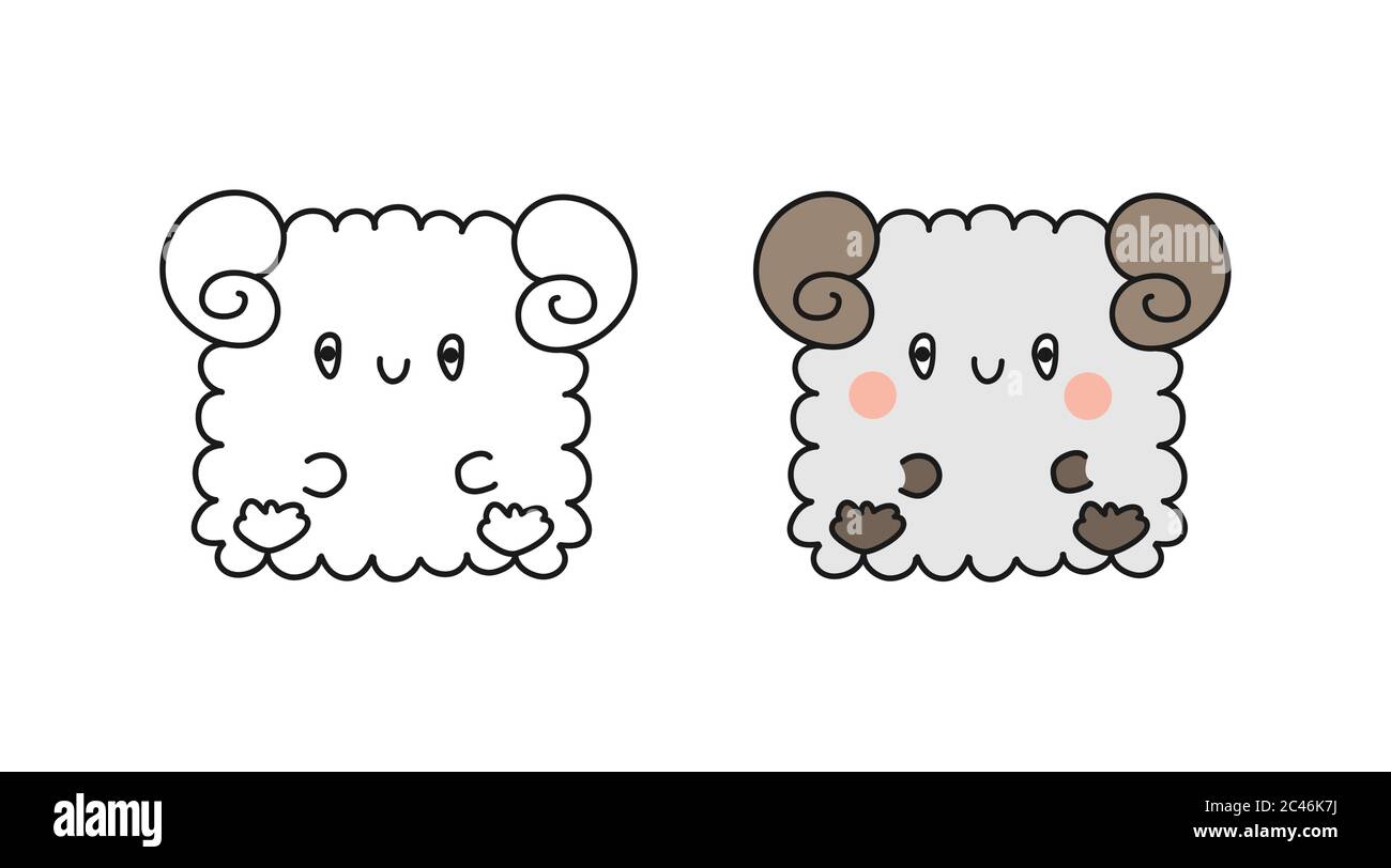 Set of cute baby sheep. Vector illustration isolated on a white ...