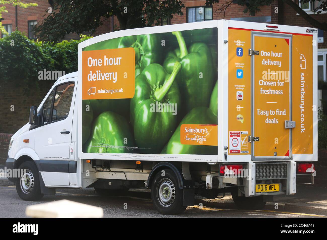 London, UK. 24th June, 2020. A Sainsbury's delivery van used for delivering groceries purchased