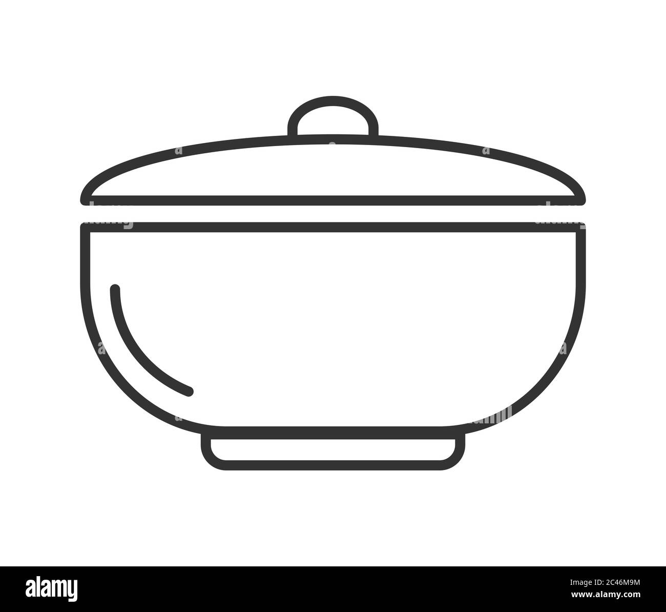 Simple vector icon of a tureen with a lid. Outline illustration