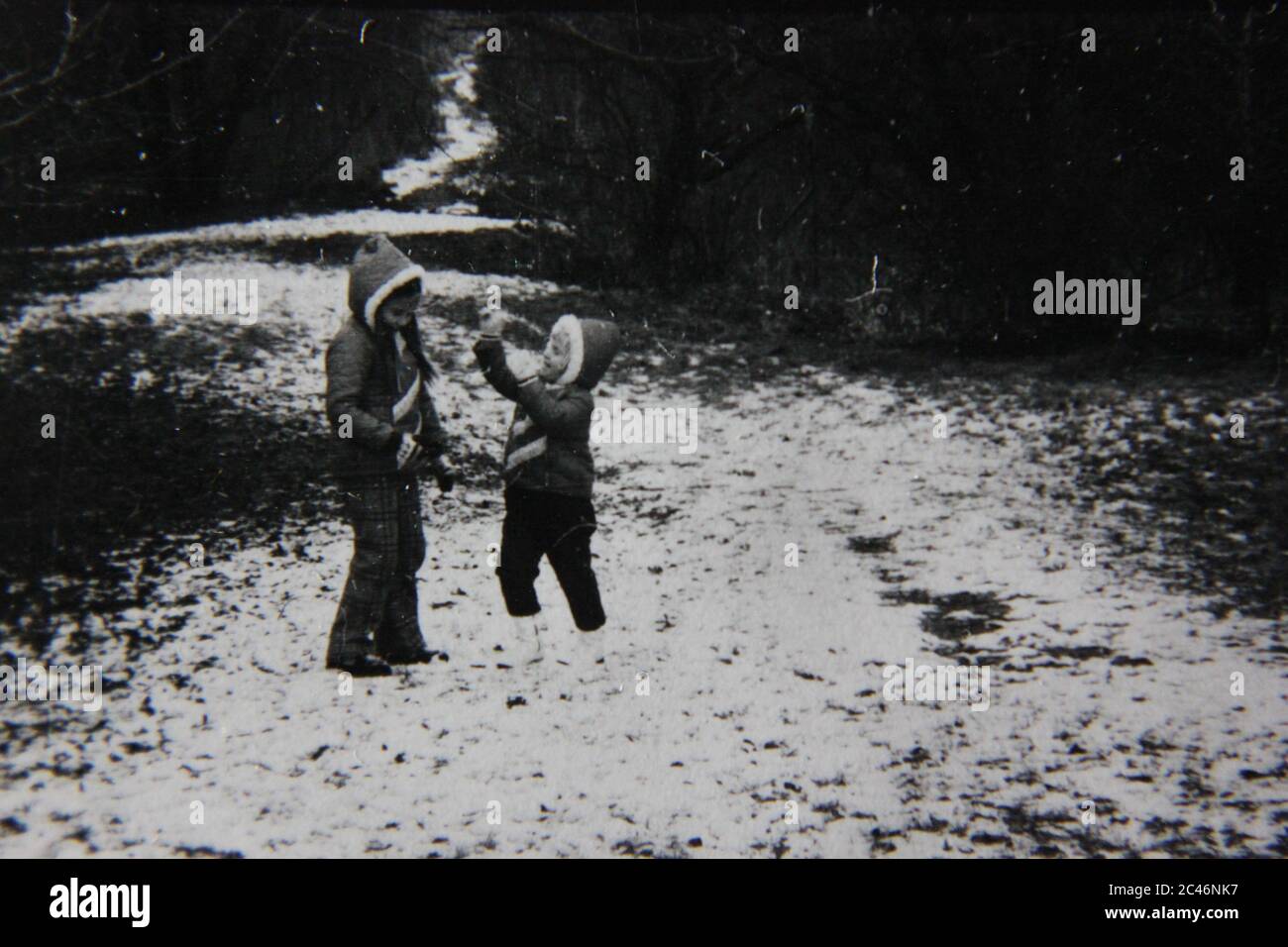 Fine 70s vintage black and white lifestyle photography of two young ...