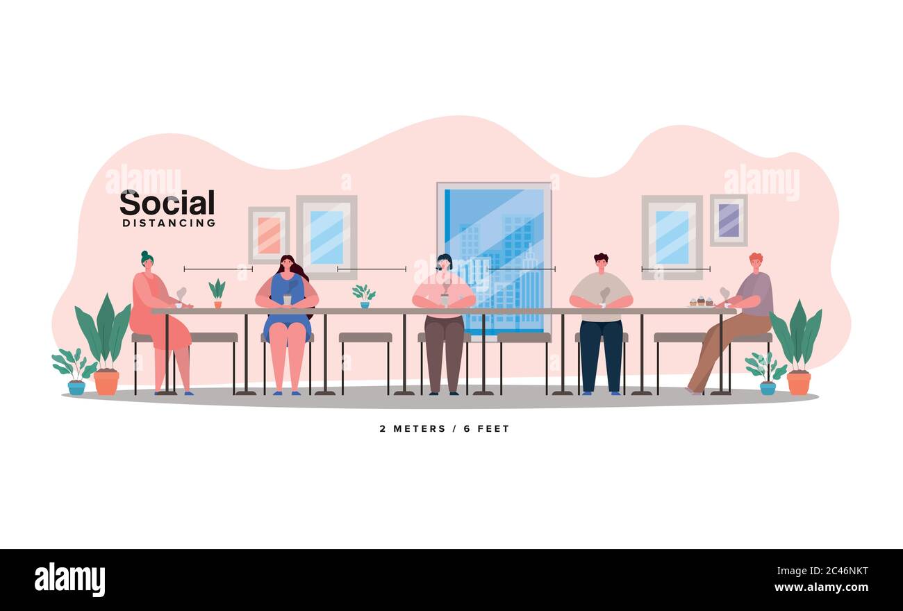 Social Distancing In Cartoons Social distancing between boys and girls cartoons at table design of ...