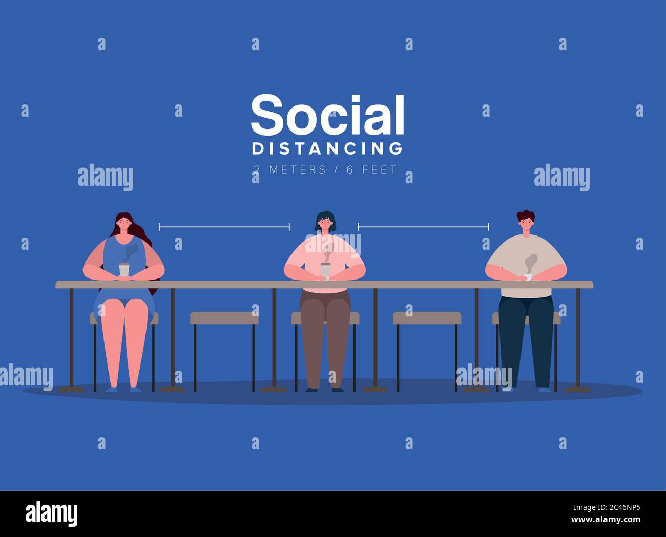 Social Distancing In Cartoons Social distancing between boy and girls cartoons at table design of ...