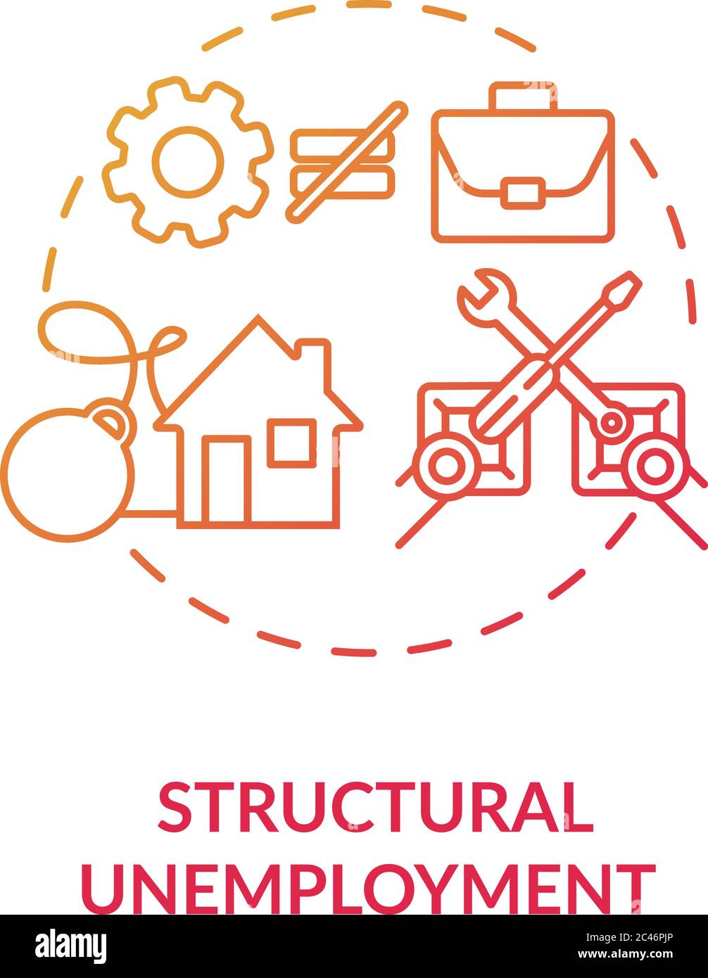 Structural unemployment red gradient concept icon Stock Vector Image