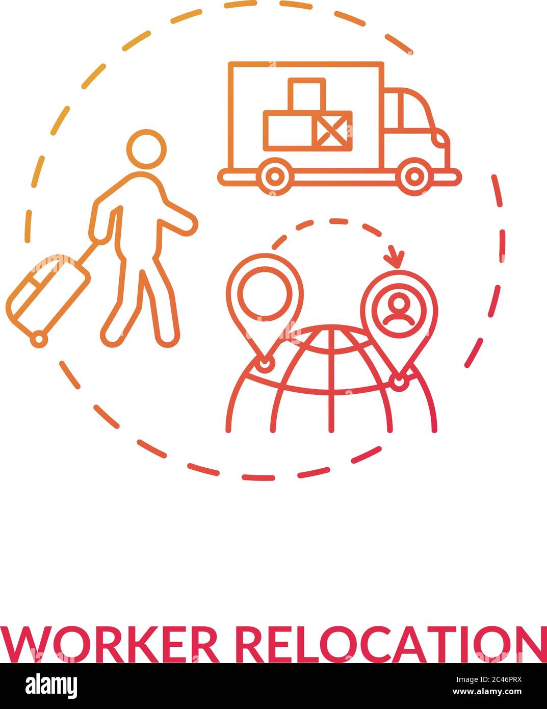 Worker relocation red gradient concept icon Stock Vector Image & Art ...