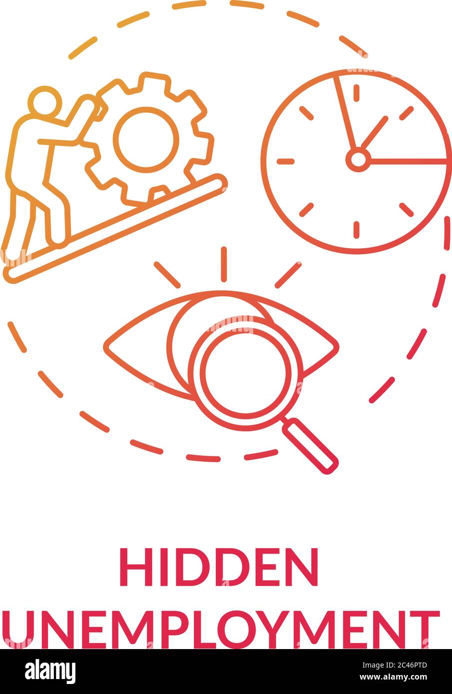 Hidden unemployment red gradient concept icon Stock Vector