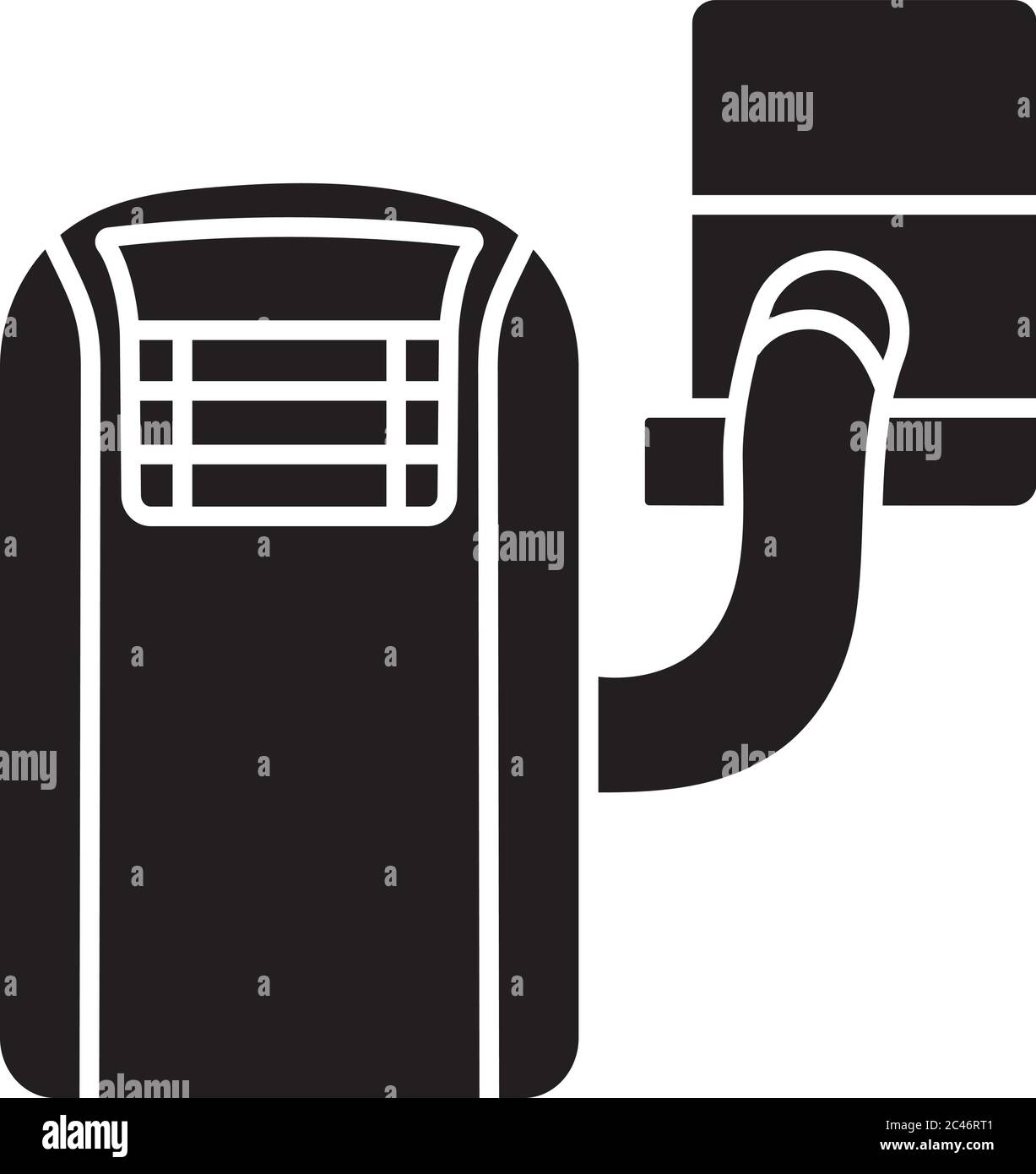 Portable air conditioner black glyph icon Stock Vector