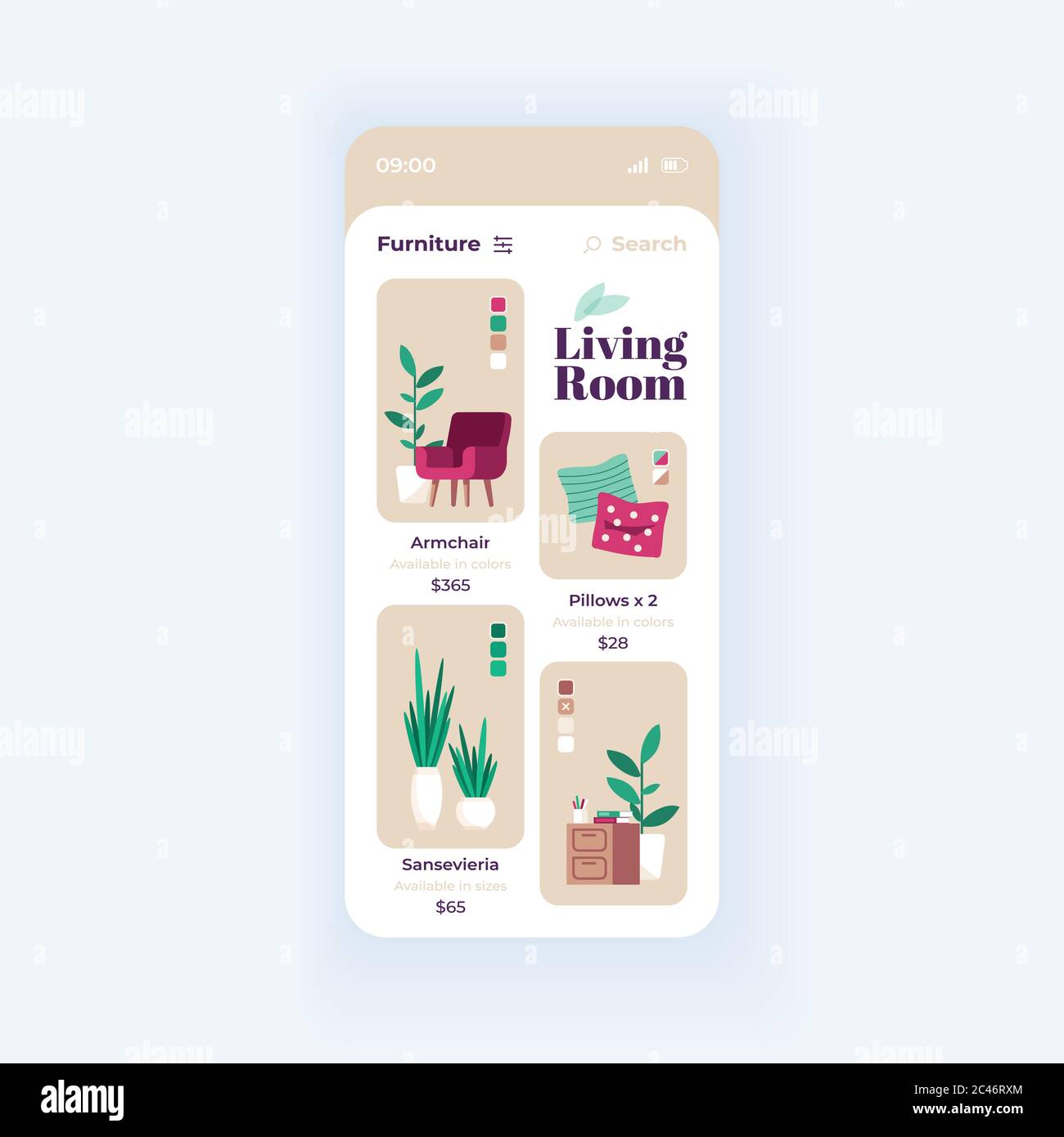 Furniture shop app smartphone interface vector template Stock Vector ...