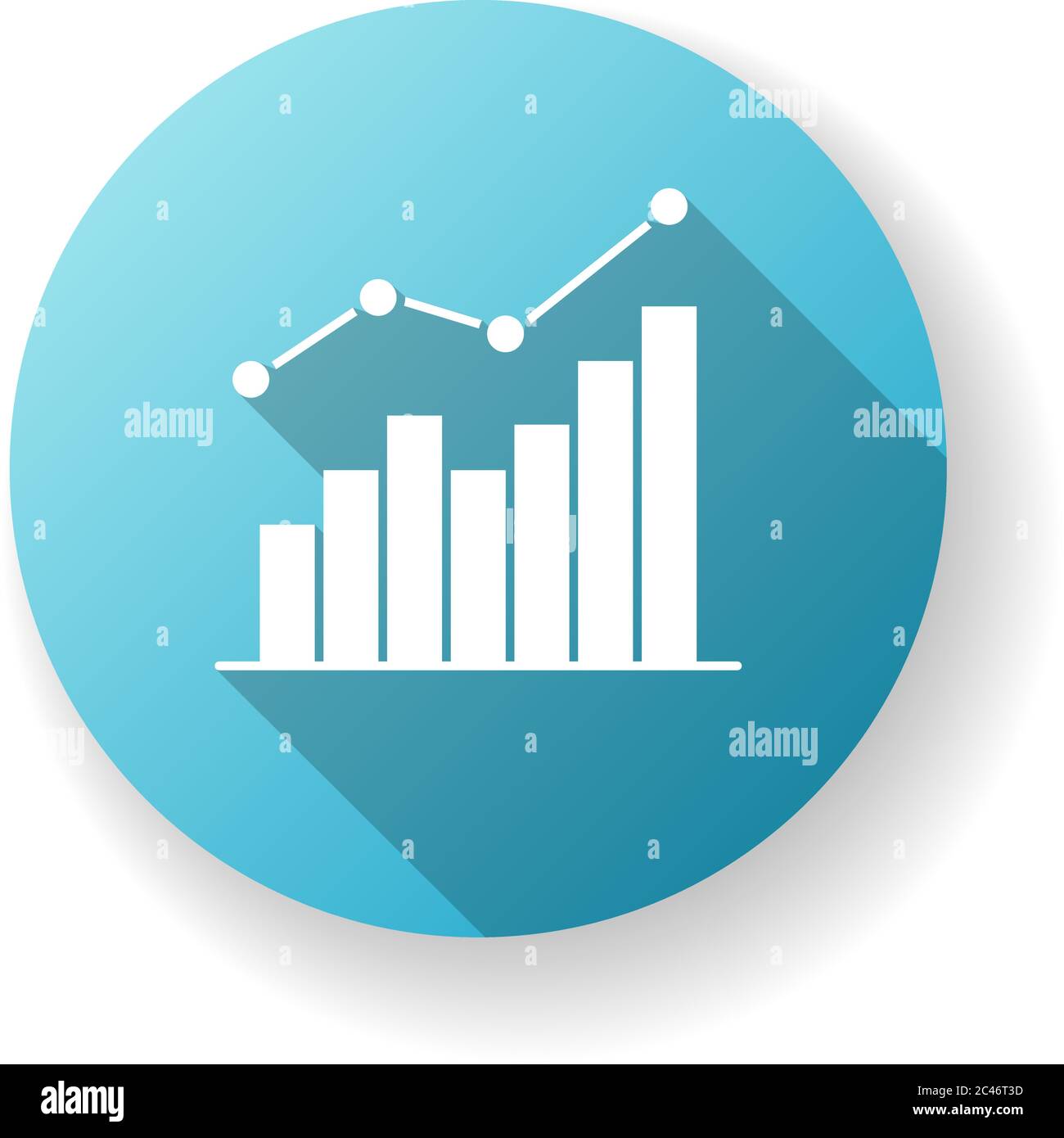 Growing statistic blue flat design long shadow glyph icon Stock Vector ...