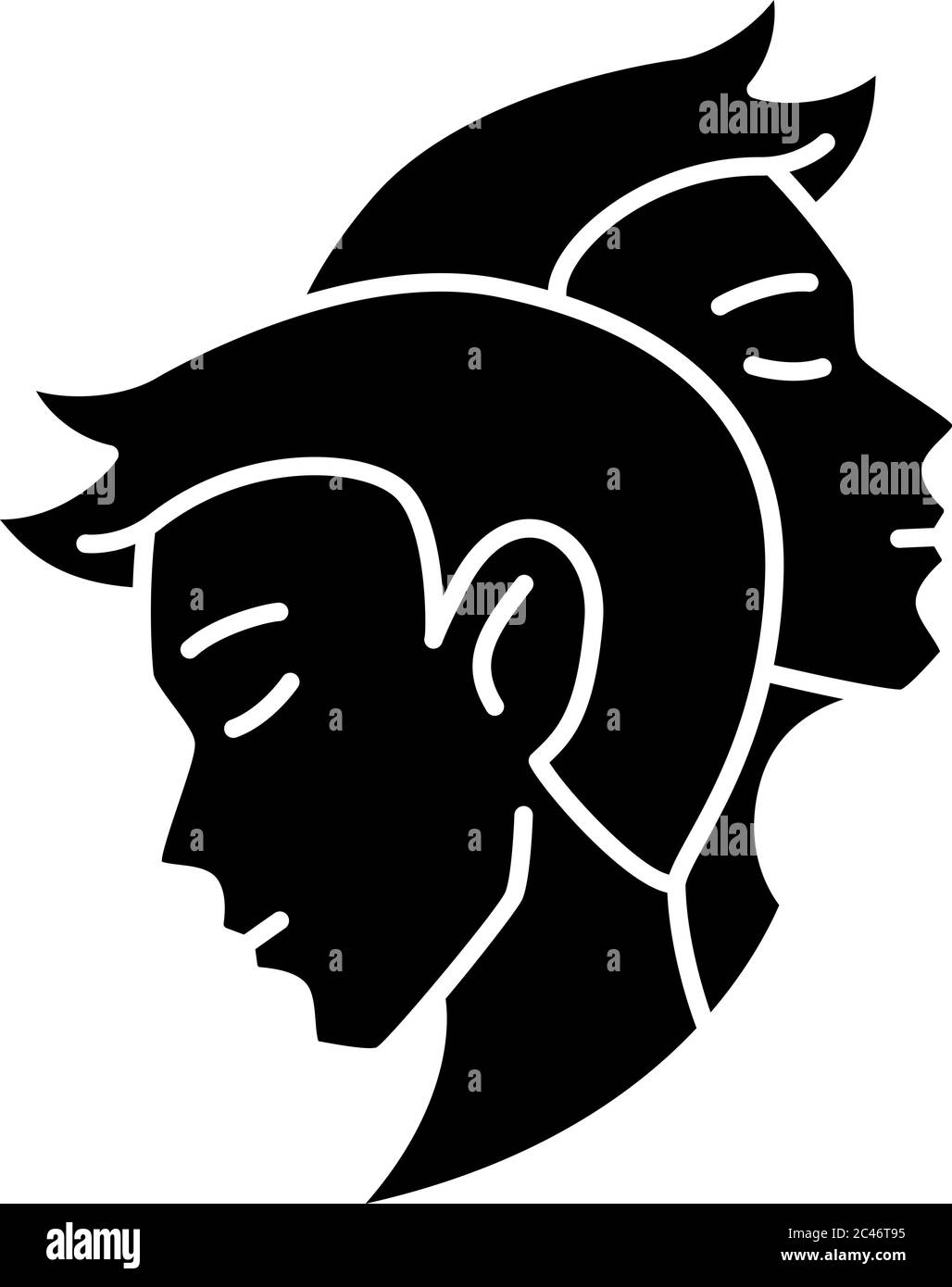 Gemini zodiac sign black glyph icon Stock Vector