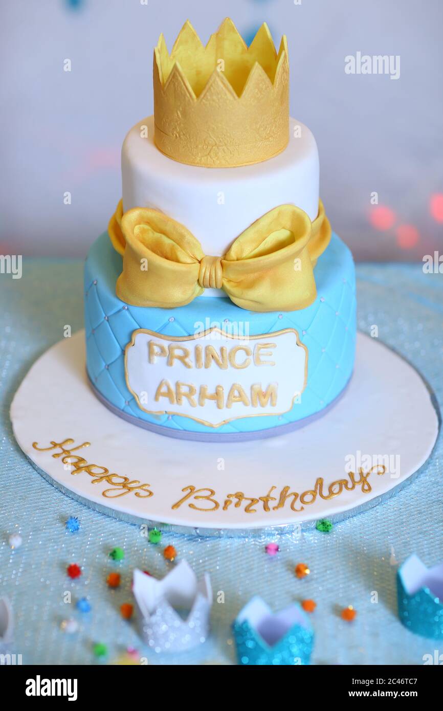 Boy Birthday Decoration Birthday Cake Stock Photo Alamy