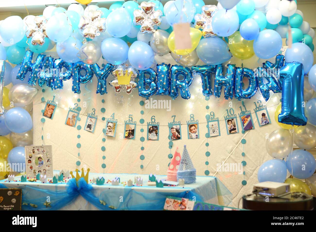 Boy Birthday Decoration , Birthday Cake Stock Photo - Alamy