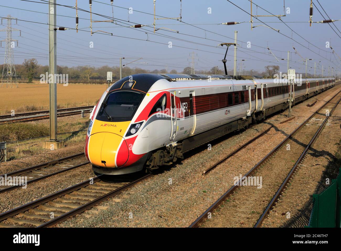 LNER Azuma train, Class 800, East Coast Main Line Railway, Newark on ...