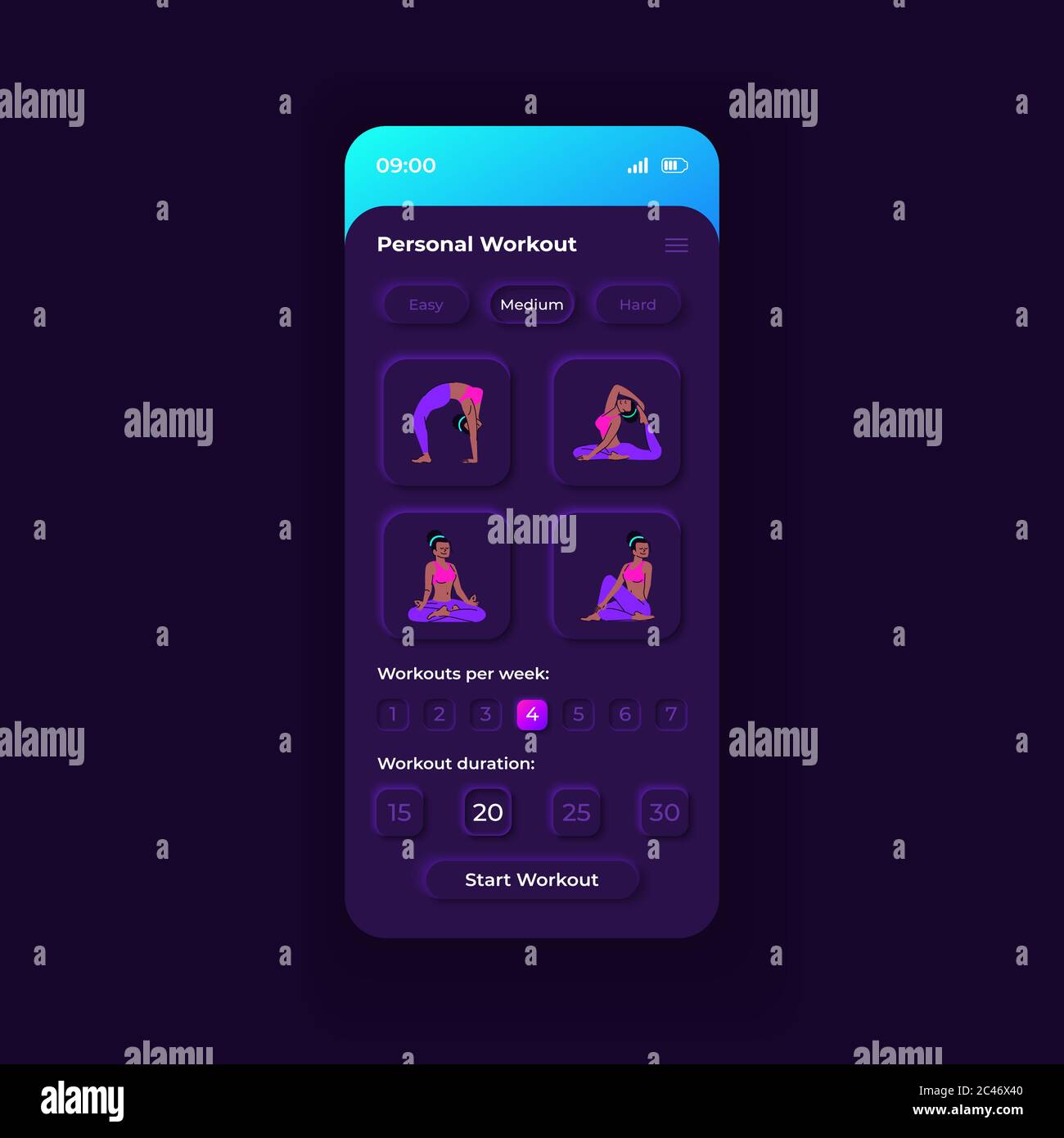 Fitness app smartphone interface vector template Stock Vector Image ...
