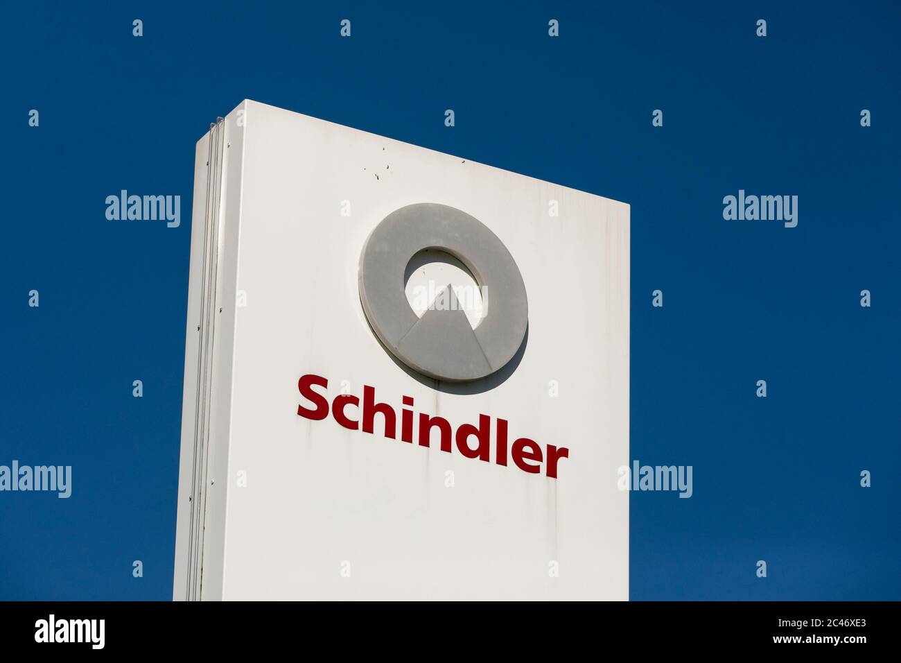 A logo sign outside of a facility occupied by Schindler Elevator Corporation in Hanover, Pennsylvania on June 12, 2020. Stock Photo