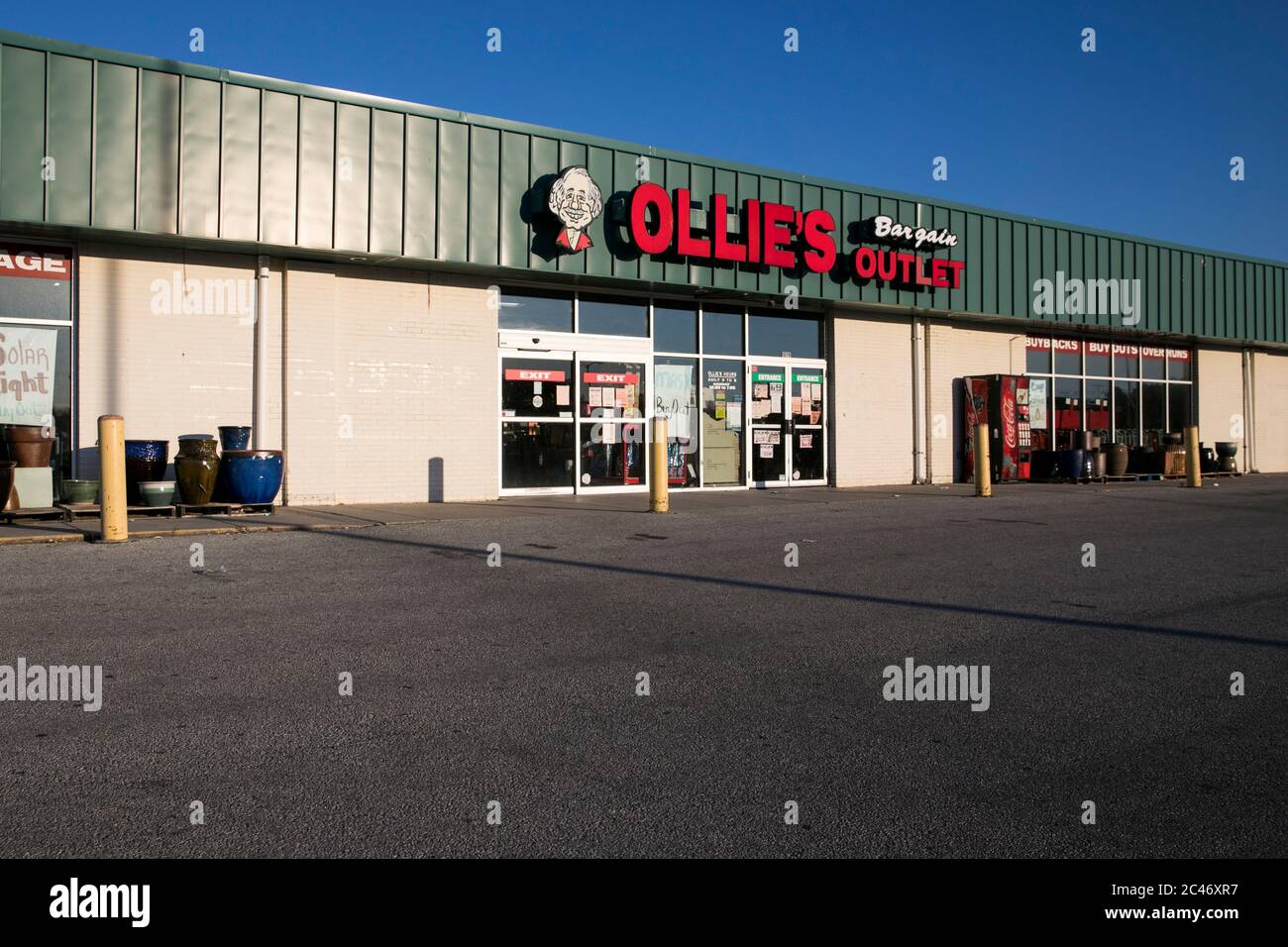 A logo sign outside of a Ollie's Bargain Outlet retail store location in Hanover, Pennsylvania on June 12, 2020. Stock Photo