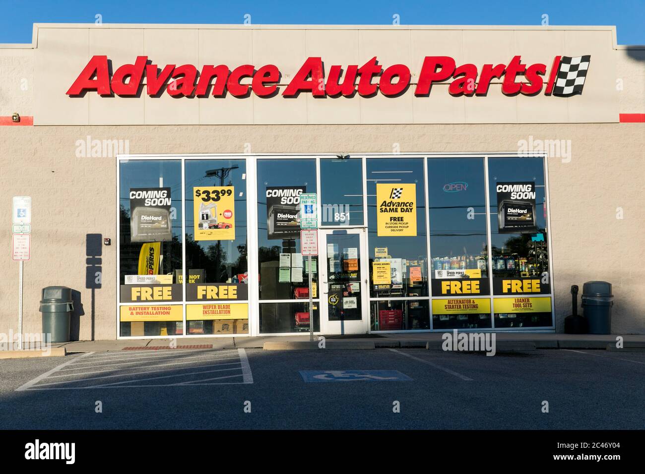 A logo sign outside of a Advance Auto Parts retail store location in