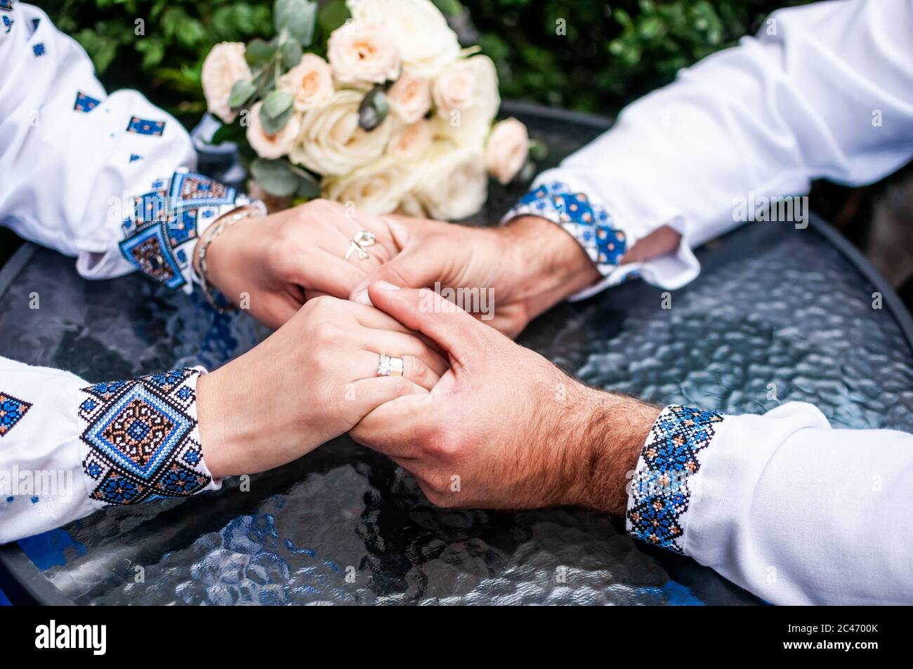 Woman holding hands together hi-res stock photography and images - Alamy