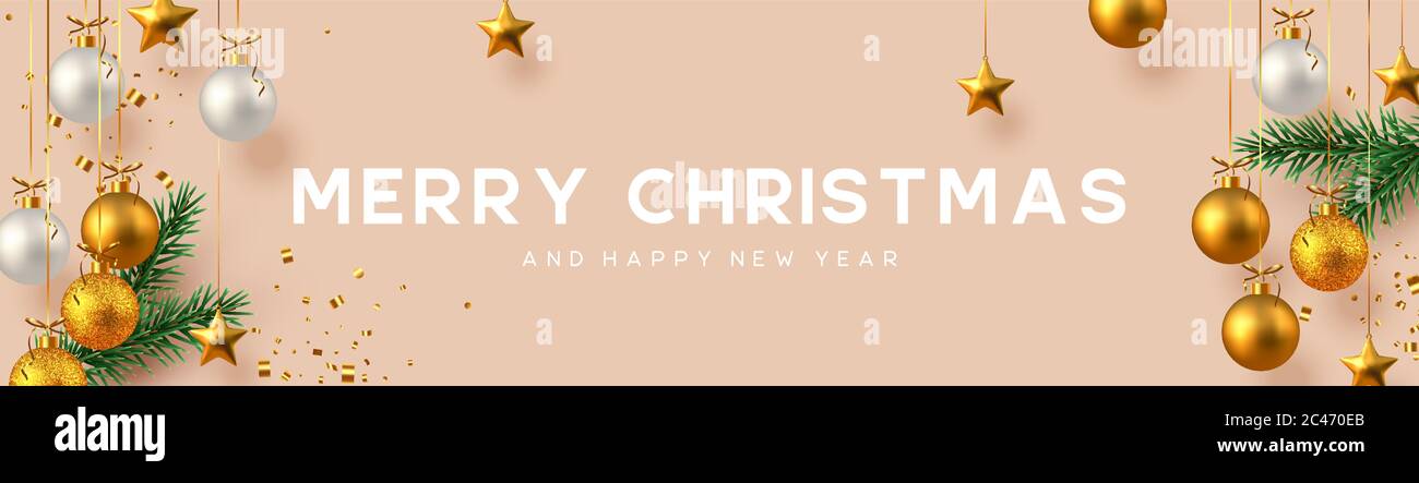 Christmas horizontal banner. Stock Vector
