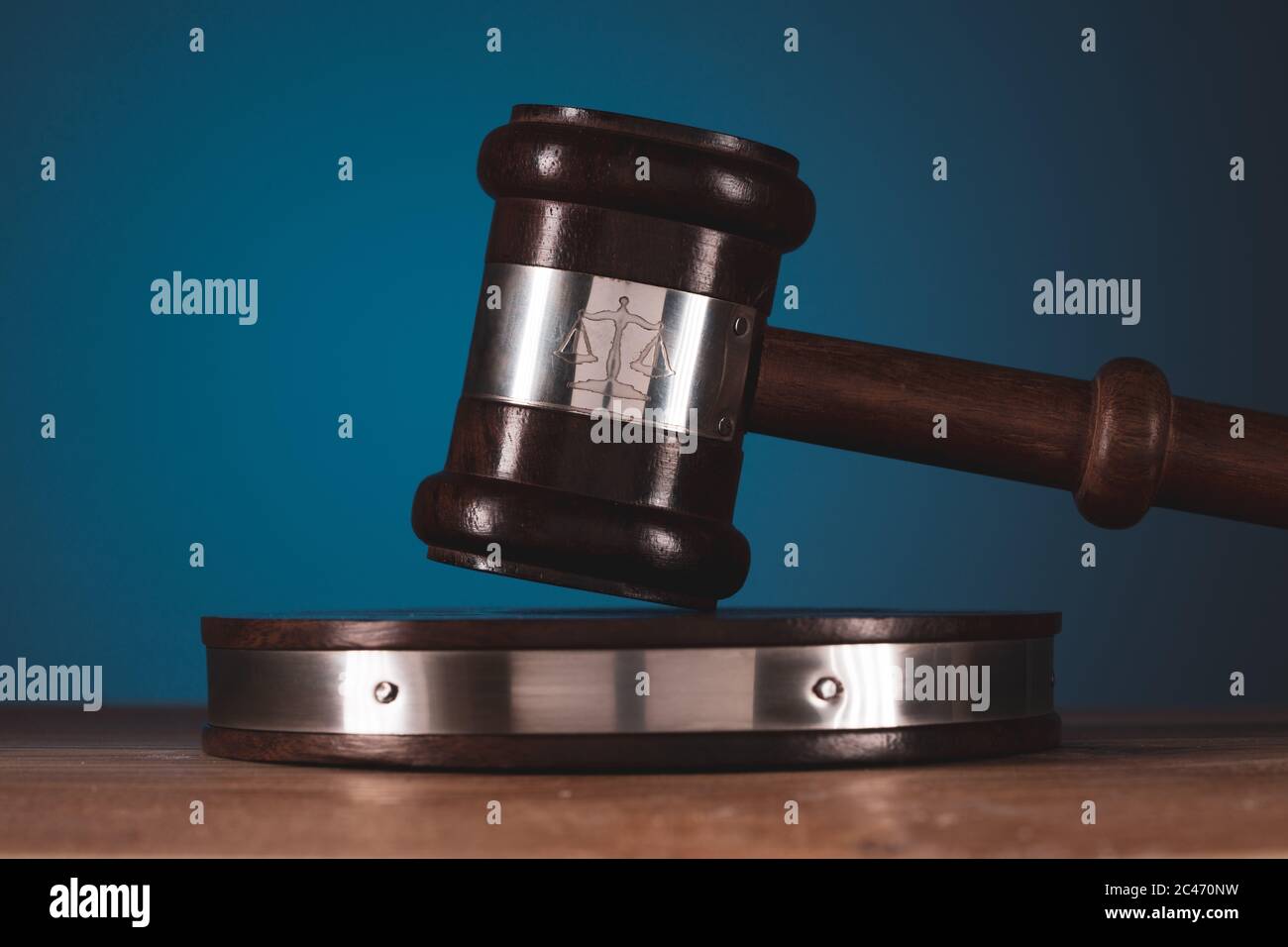 Judge gavel on the wooden Stock Photo