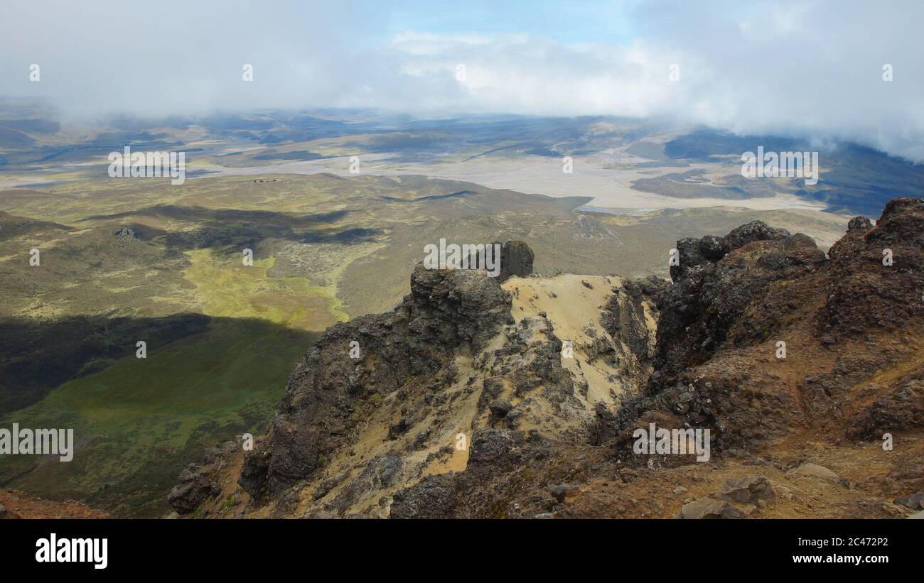 Panoramic view of the Cotopaxi National Park from the summit of the ...