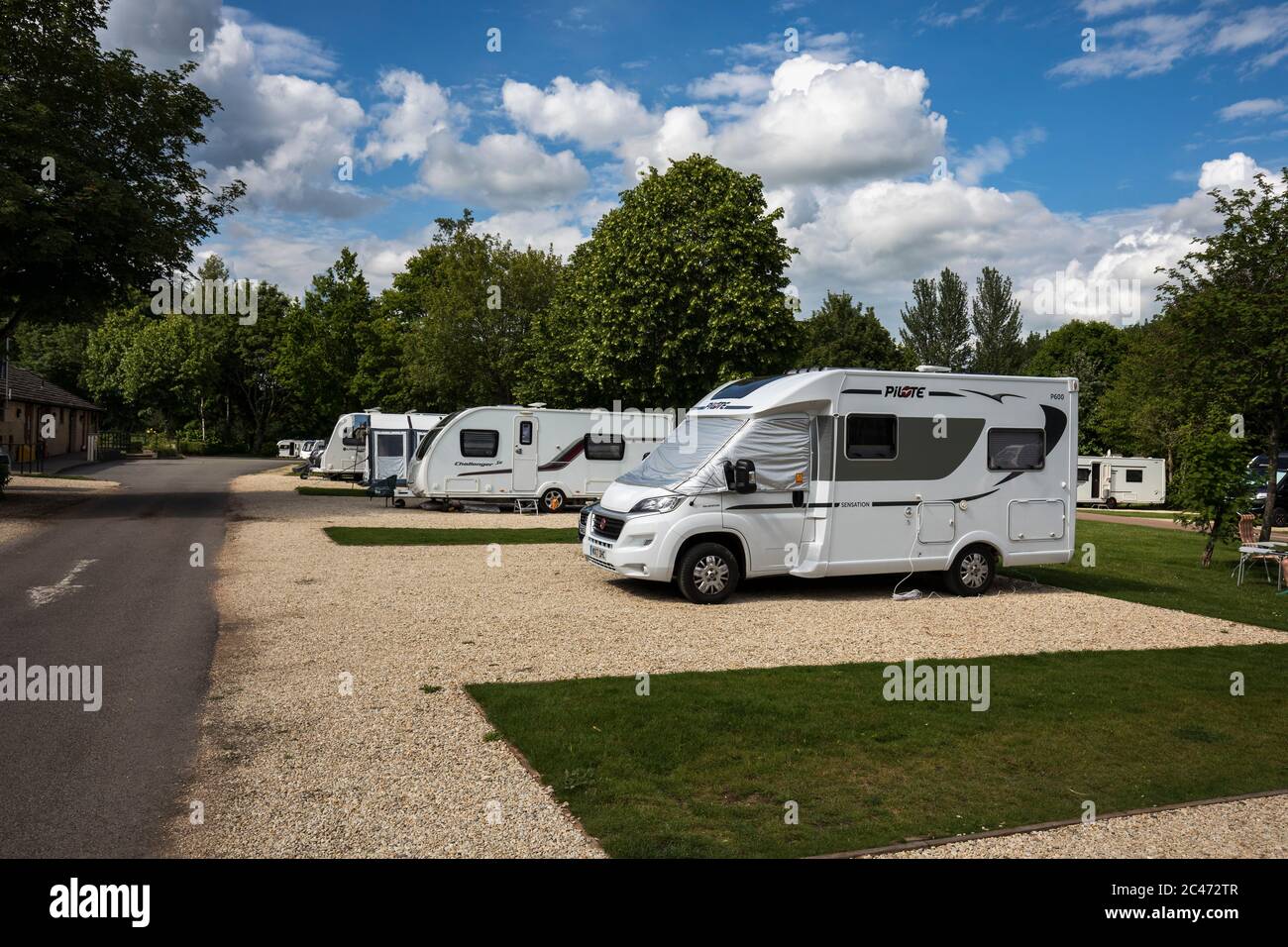 Cirencester Park; Caravan and Motorhome Club Site; Gloucestershire; Stock Photo