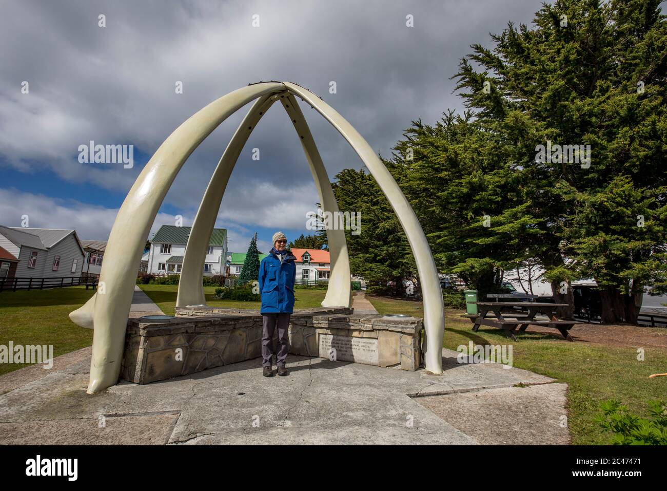 Stanley; Whalebone Arch; Falkland Stock Photo