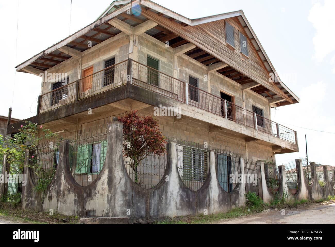 A large house in the small village of San Jose Succotz, Cayo District, Belize is home to a wealthy Yucatec Maya family. Stock Photo