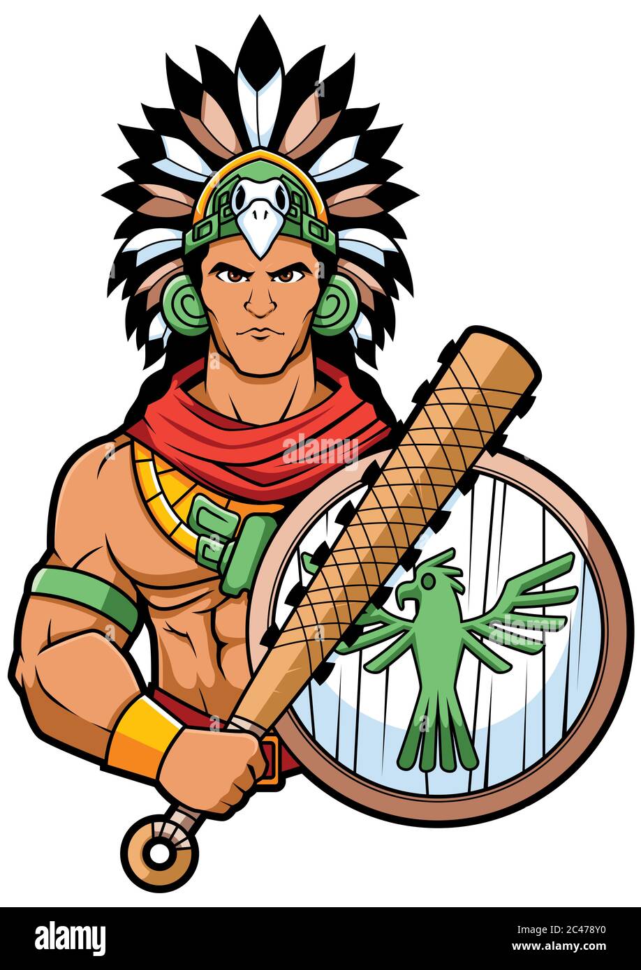 Aztec Warrior Mascot Stock Vector