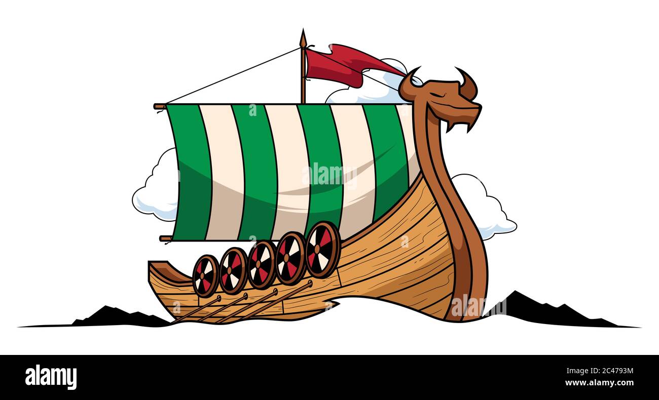 Viking Ship Mascot Stock Vector