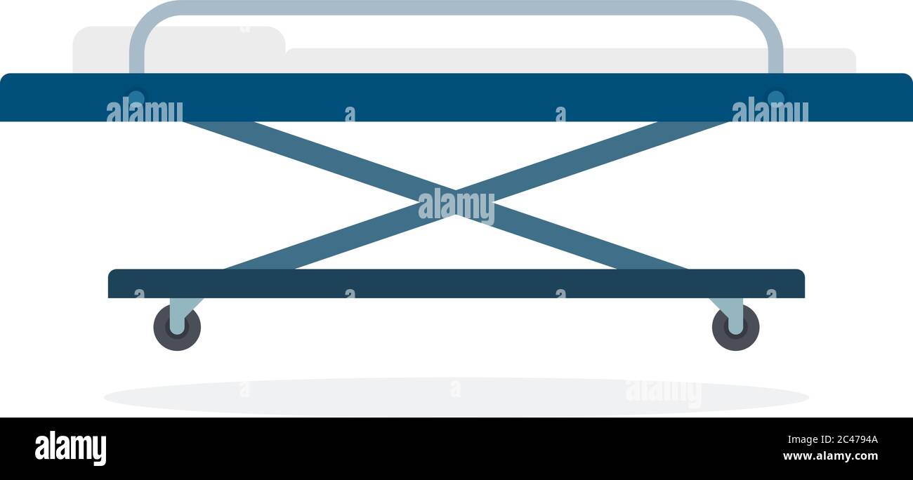 Stretcher on wheels vector flat material design isolated object on white background. Stock Vector