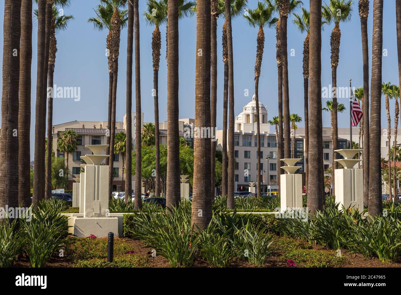 Los Angeles, California, USA- 11 June 2015: Father Serra Park at Paseo De La Plaza. Stock Photo