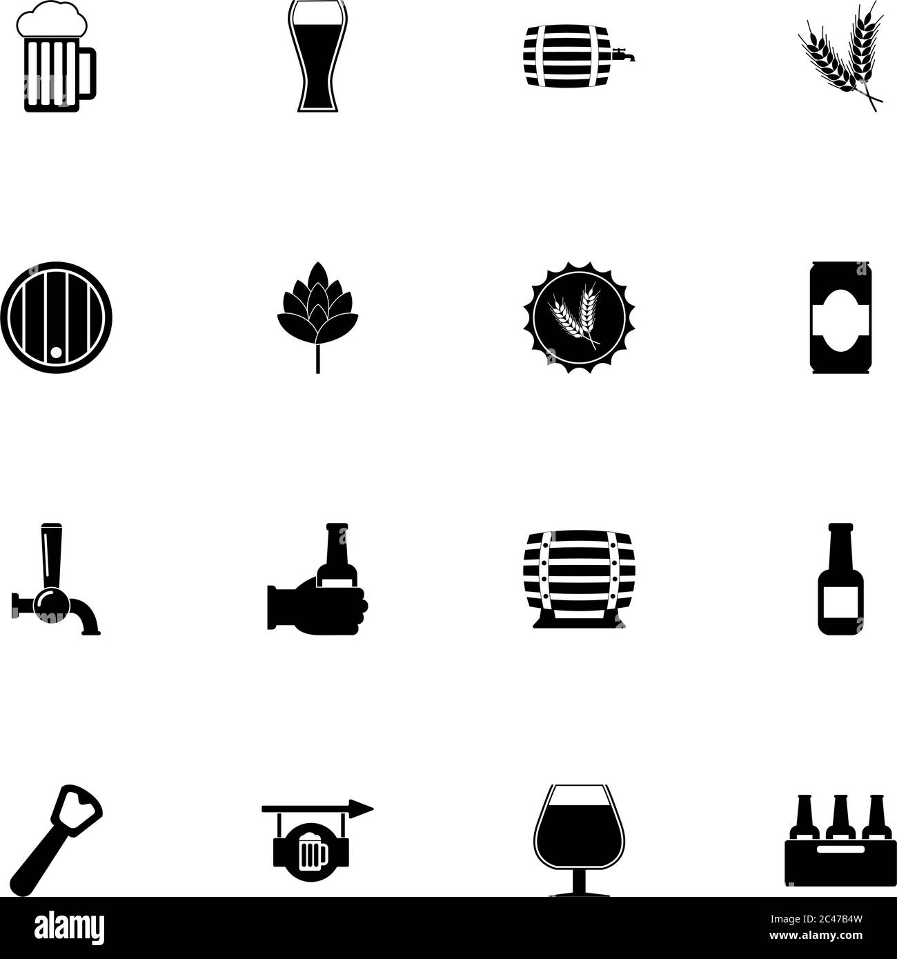 Beer icon - Expand to any size - Change to any colour. Perfect Flat Vector Contains such Icons as glass, packaging, bottle opener, can, barrel, hop, s Stock Vector
