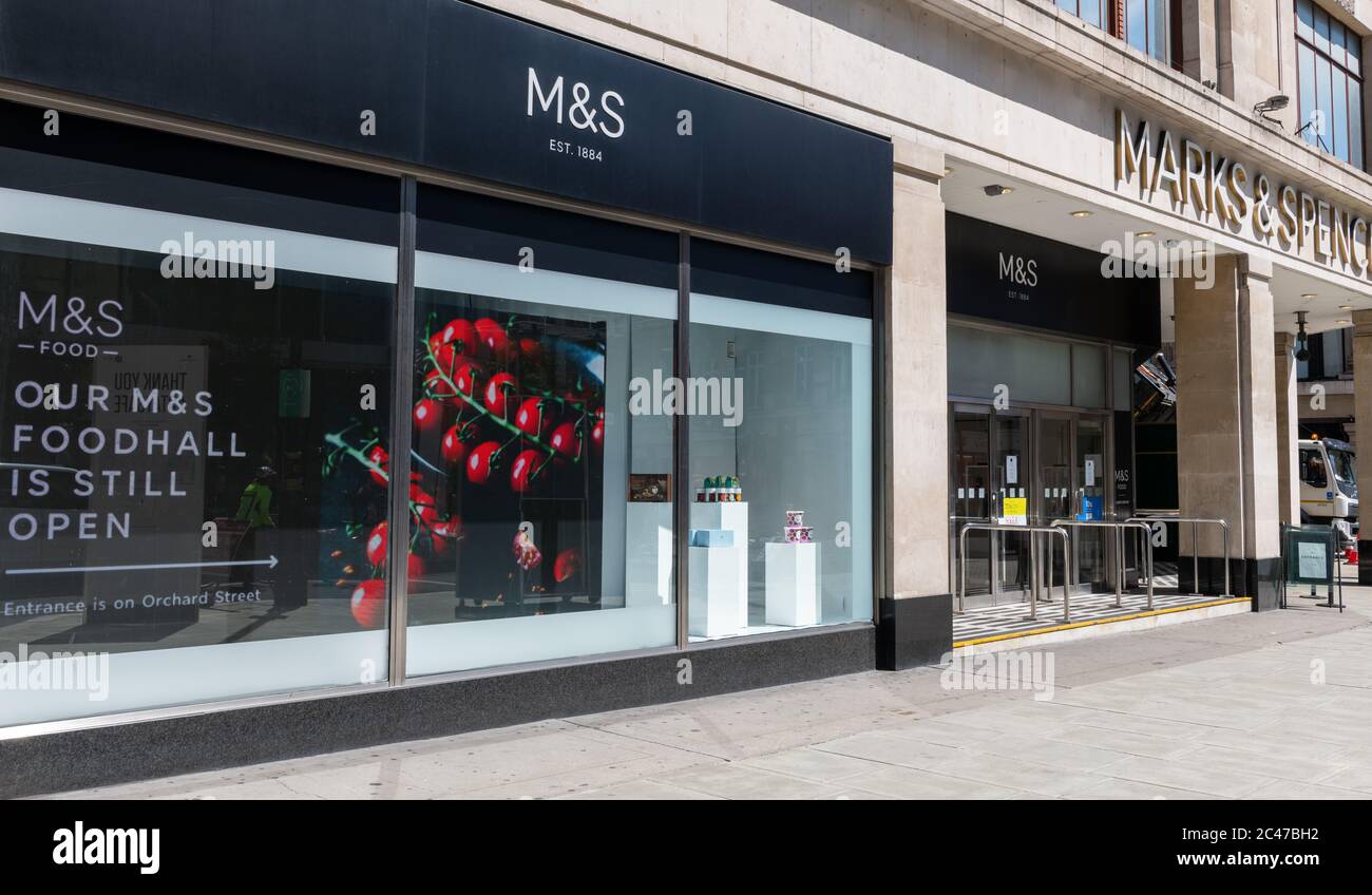 The flagship store of the famous British multinational food and clothing retailer Marks and Spencer in London Oxford Street. Stock Photo