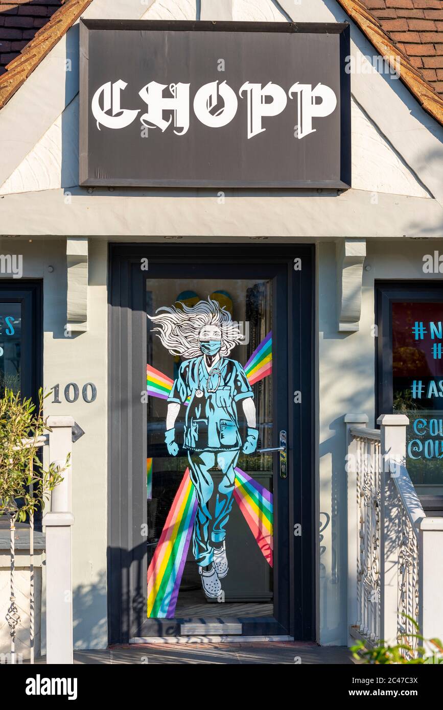 COVID19 Hairdresser window display in Westcliff on Sea, Southend on