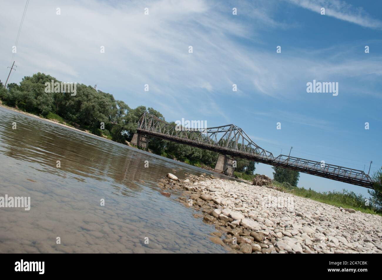 Steel bridge across the river Stock Photo Alamy