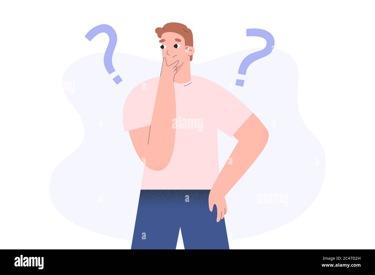 Confused person, guy thinking and solving a problem, young troubled man  with question mark, flat vector illustration, puzzled character Stock  Vector Image & Art - Alamy
