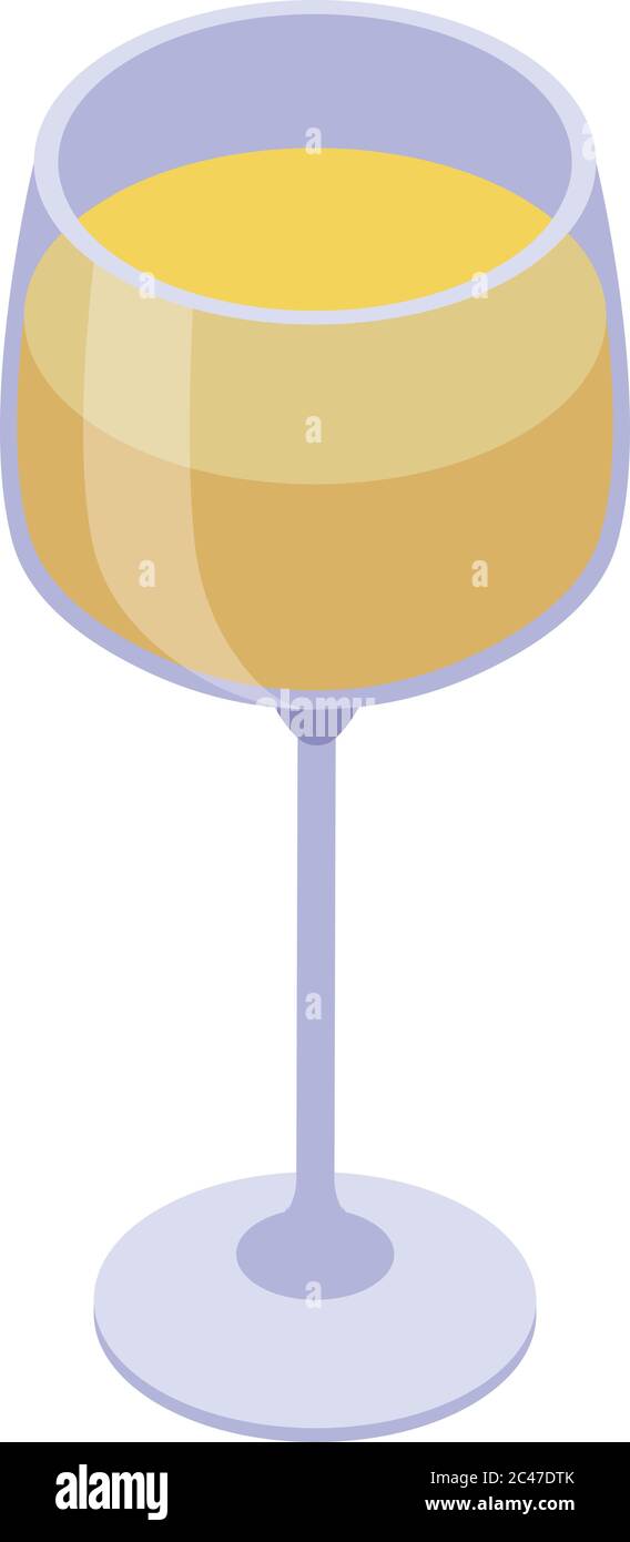 Yellow wine glass icon, isometric style Stock Vector