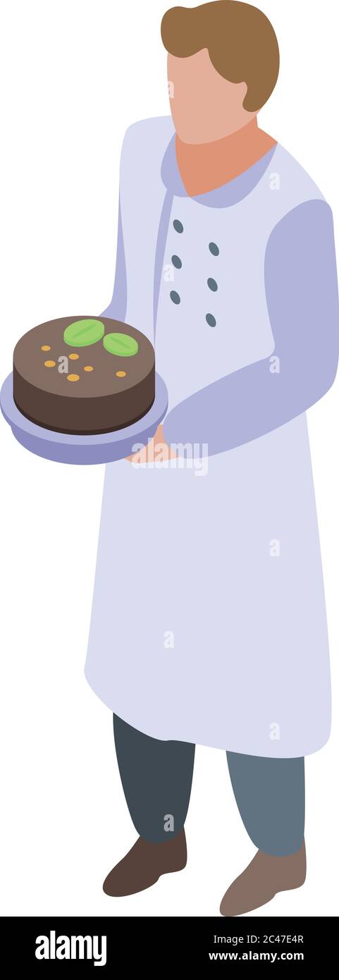 Wedding confectionery cake icon, isometric style Stock Vector