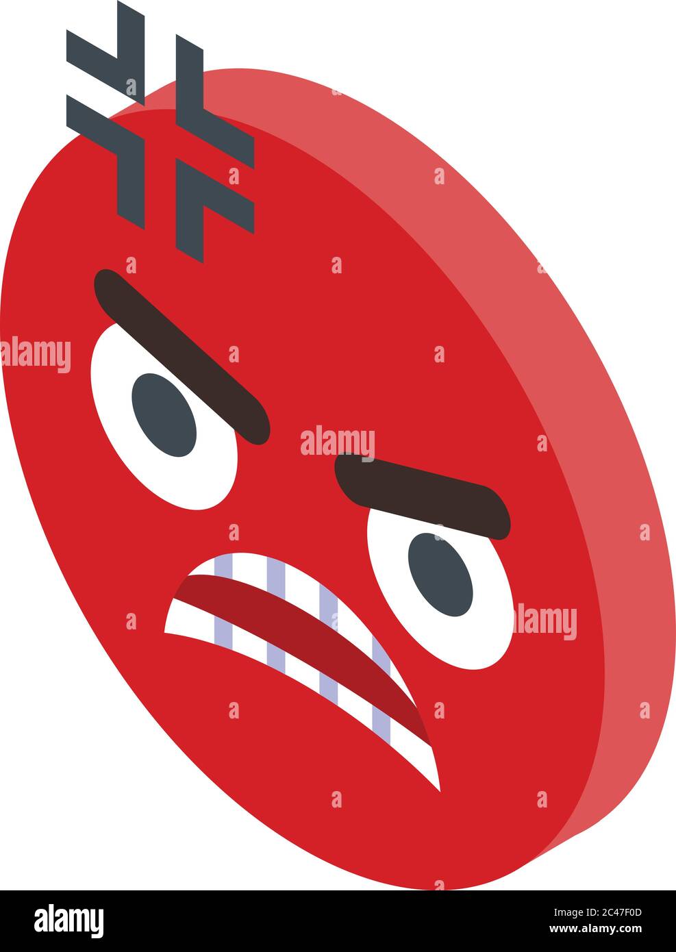 Red rage emoji icon, isometric style Stock Vector