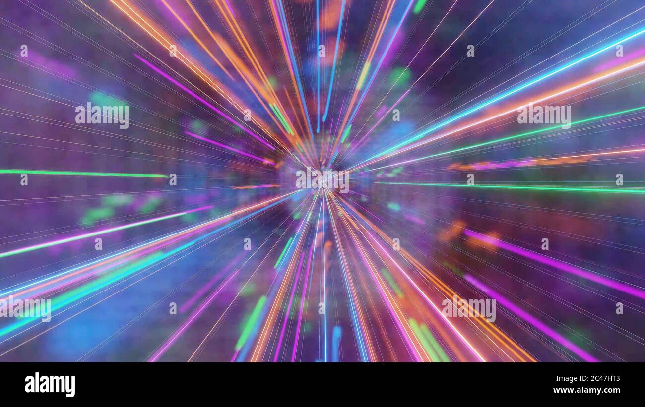 3D rendering abstract futuristic background with rainbow laser lights ...