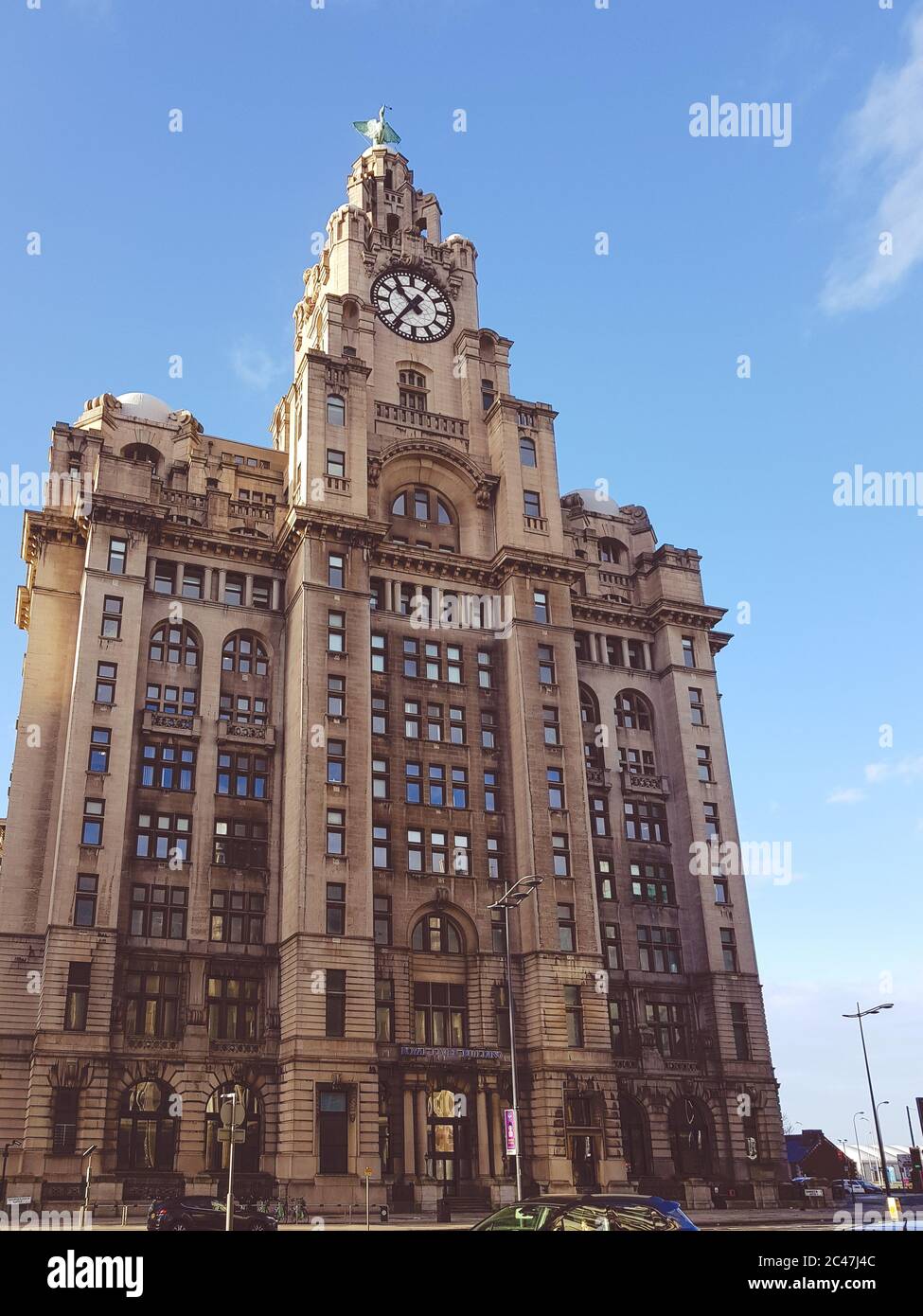 Vertical shot of the Royal Liver Building in Liverpool, UK Stock Photo ...