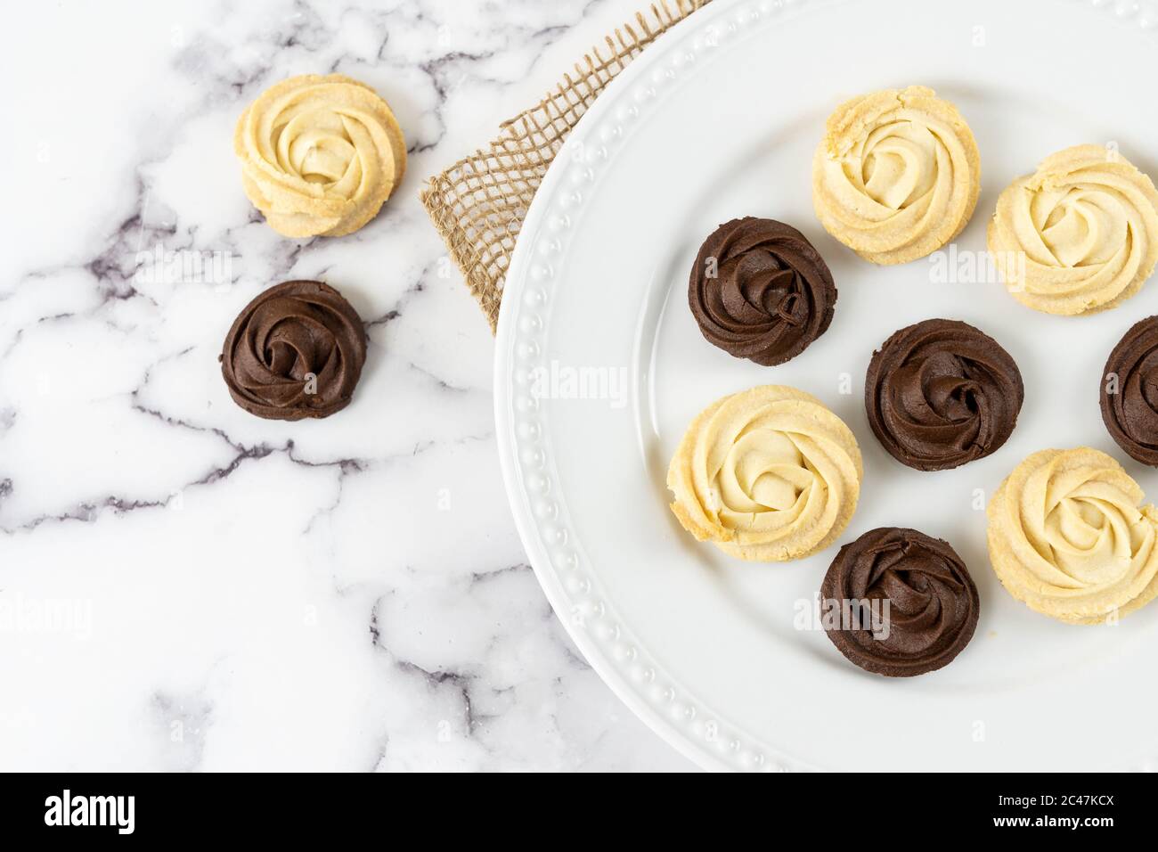 Dark and white chocolate cookies Stock Photo