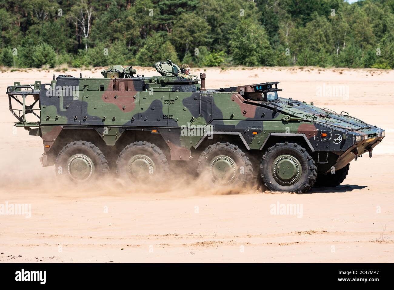 A Boxer MRAV multirole armoured vehicle of the Royal Netherlands Army  driving in the sand Stock Photo - Alamy
