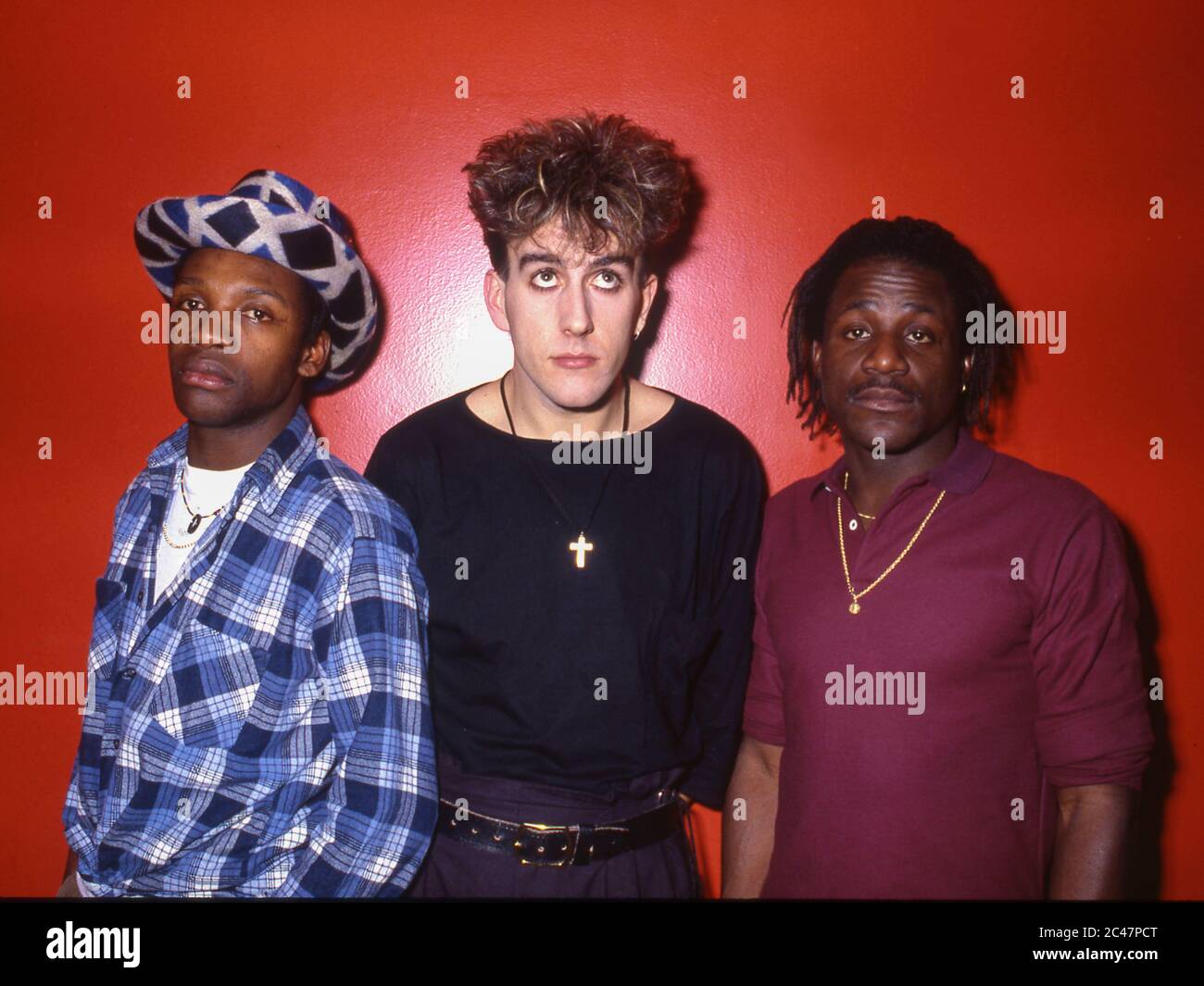 80s poptrio Funboy Three,from left: Neville Staples,Terry Hall and Lynval Golding Stock Photo
