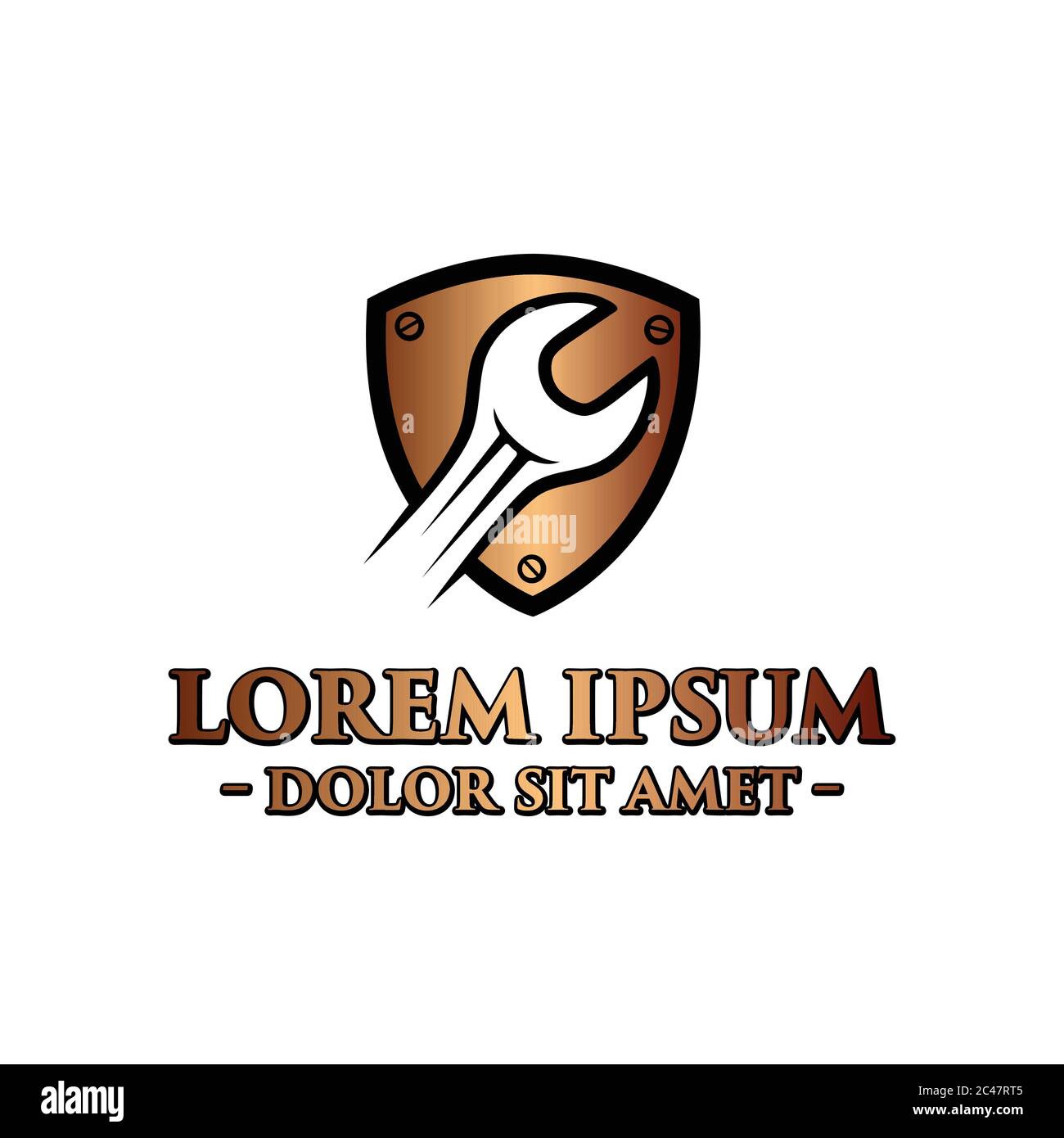 Shield repair logo design template. Vector and illustration. Stock Vector