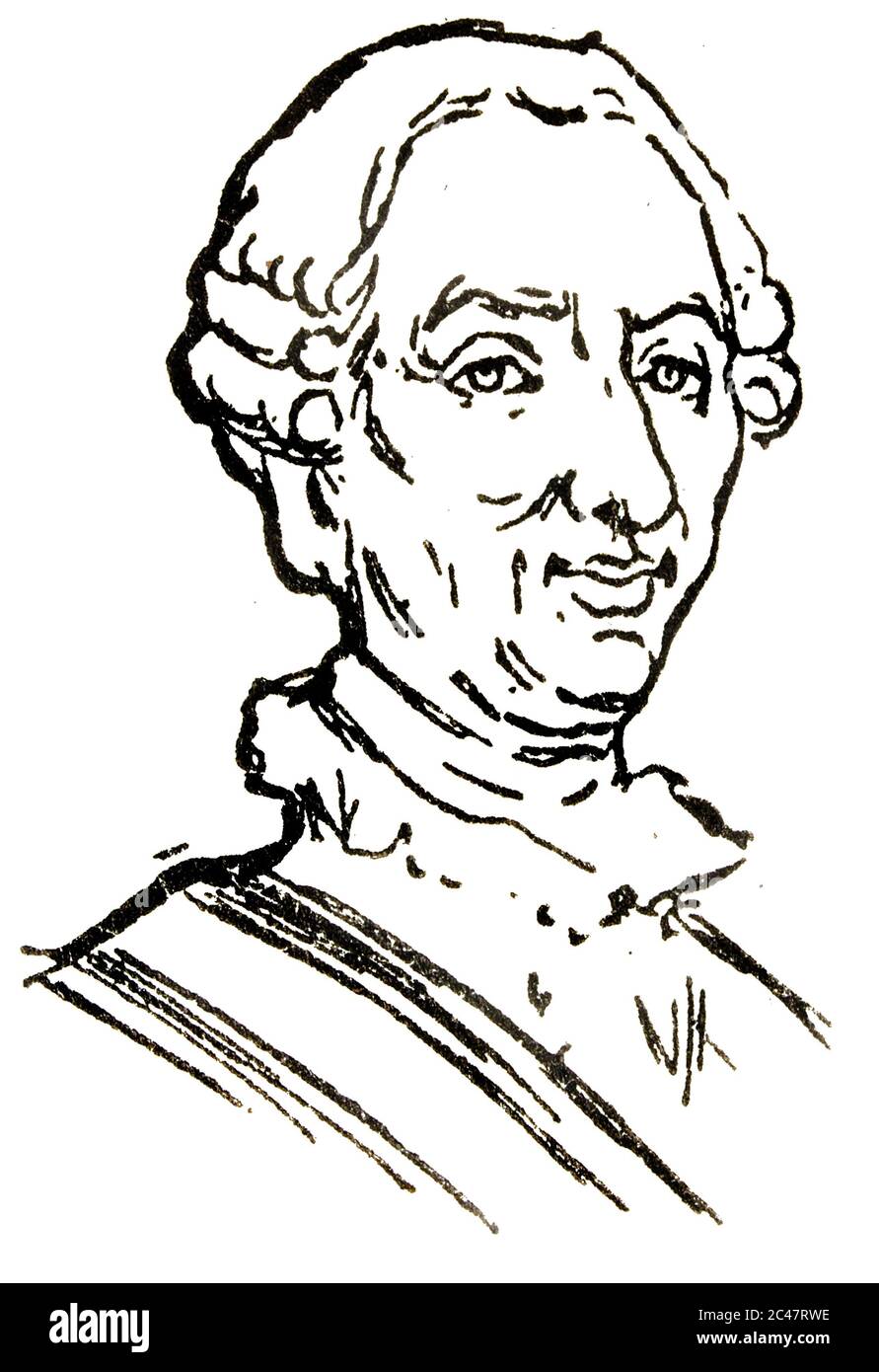 Charles III of Spain bust portrait. Draw at Autodidactica Dalmau, 1954 Stock Photo