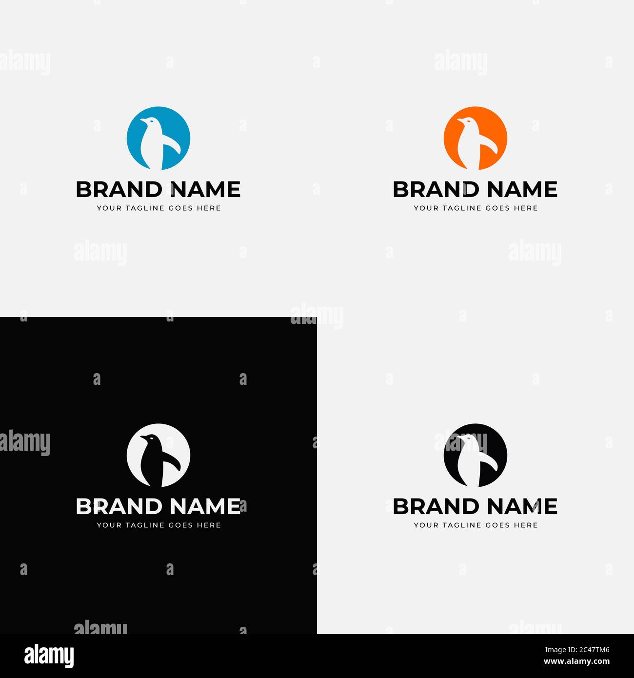Simple creative abstract penguin bird logo design template vector illustration. Stock Vector