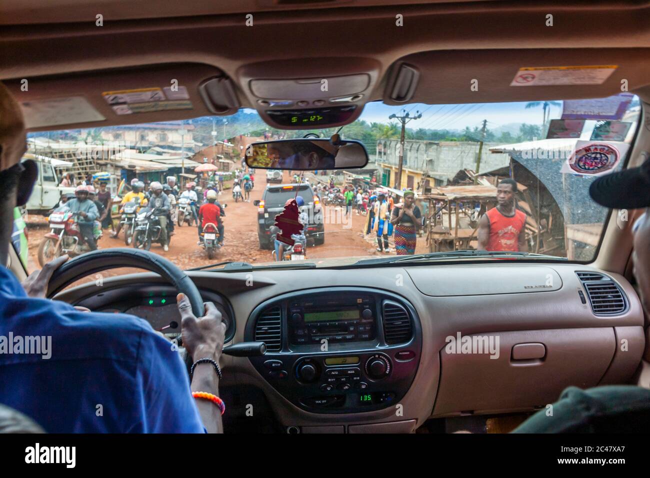 Busy Street in Kenema, Sierra Leone Stock Photo